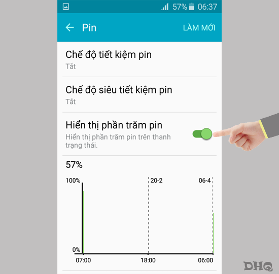 Bật hiển thị phần trăm Pin.